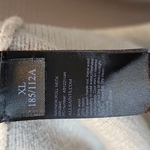AllSaints Raynor Roll Neck Wool Sweater Size XL - Picture 6 of 9